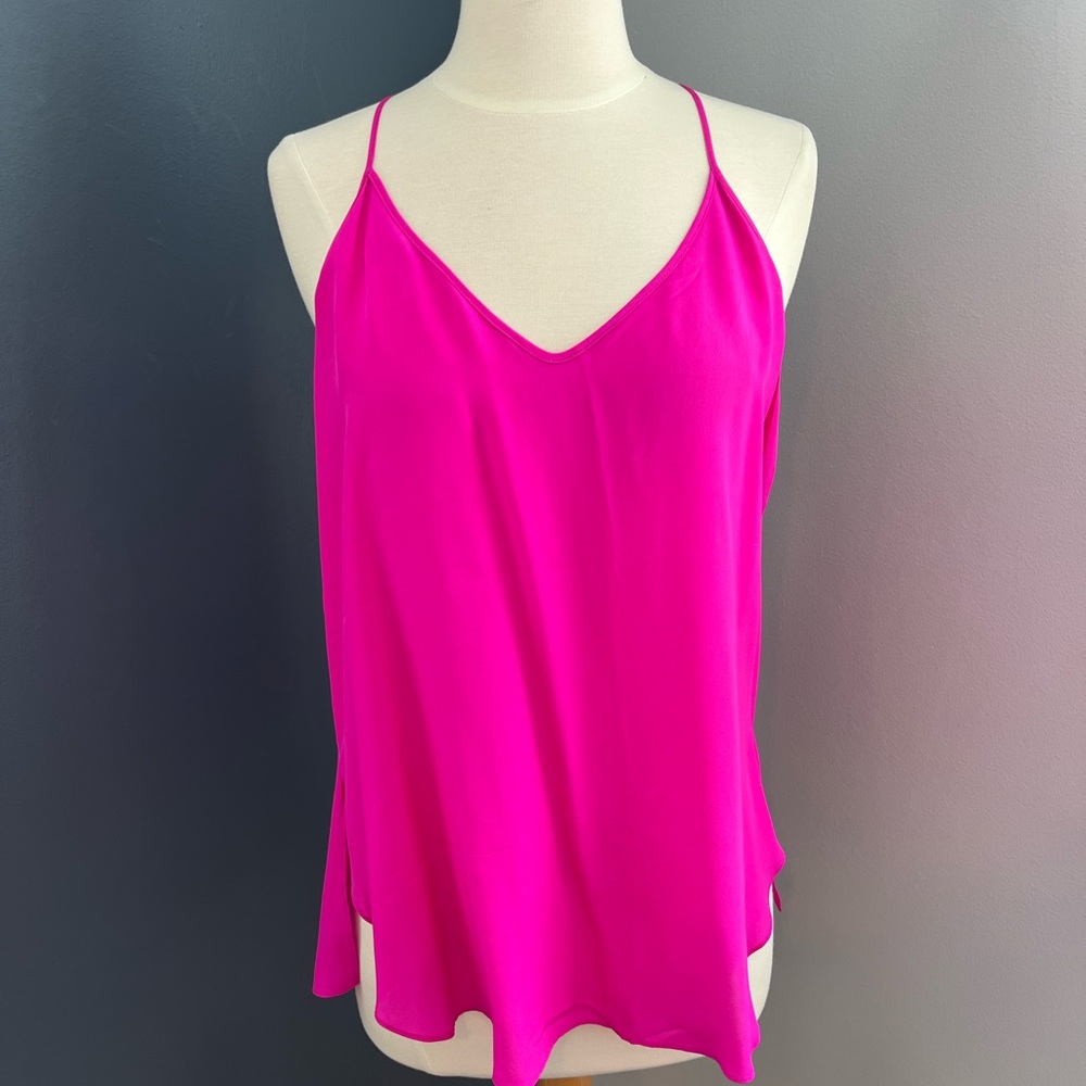 NEW Rory Beca Neon Pink Silk Racerback Tank Top Size Small